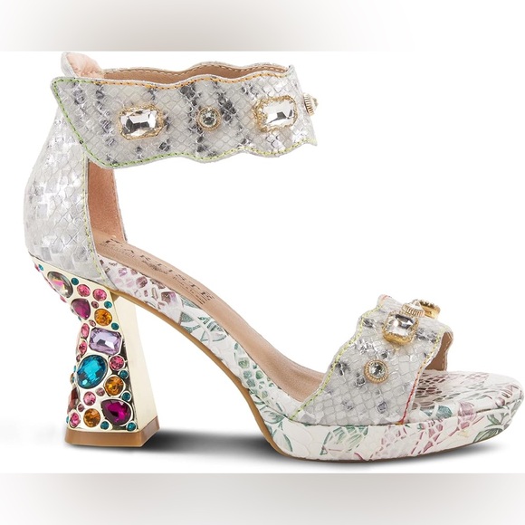L'artiste Shoes - L'Artiste Jewel Strap Sandal Crystals Elegant Multicolor Embellished Heels 39/9